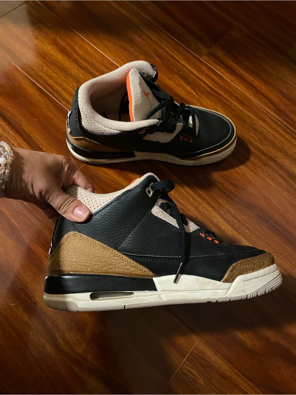 Air Jordan 3 Retro Desert Elephant  Black, Brown & Orange Low-Top Sneakers